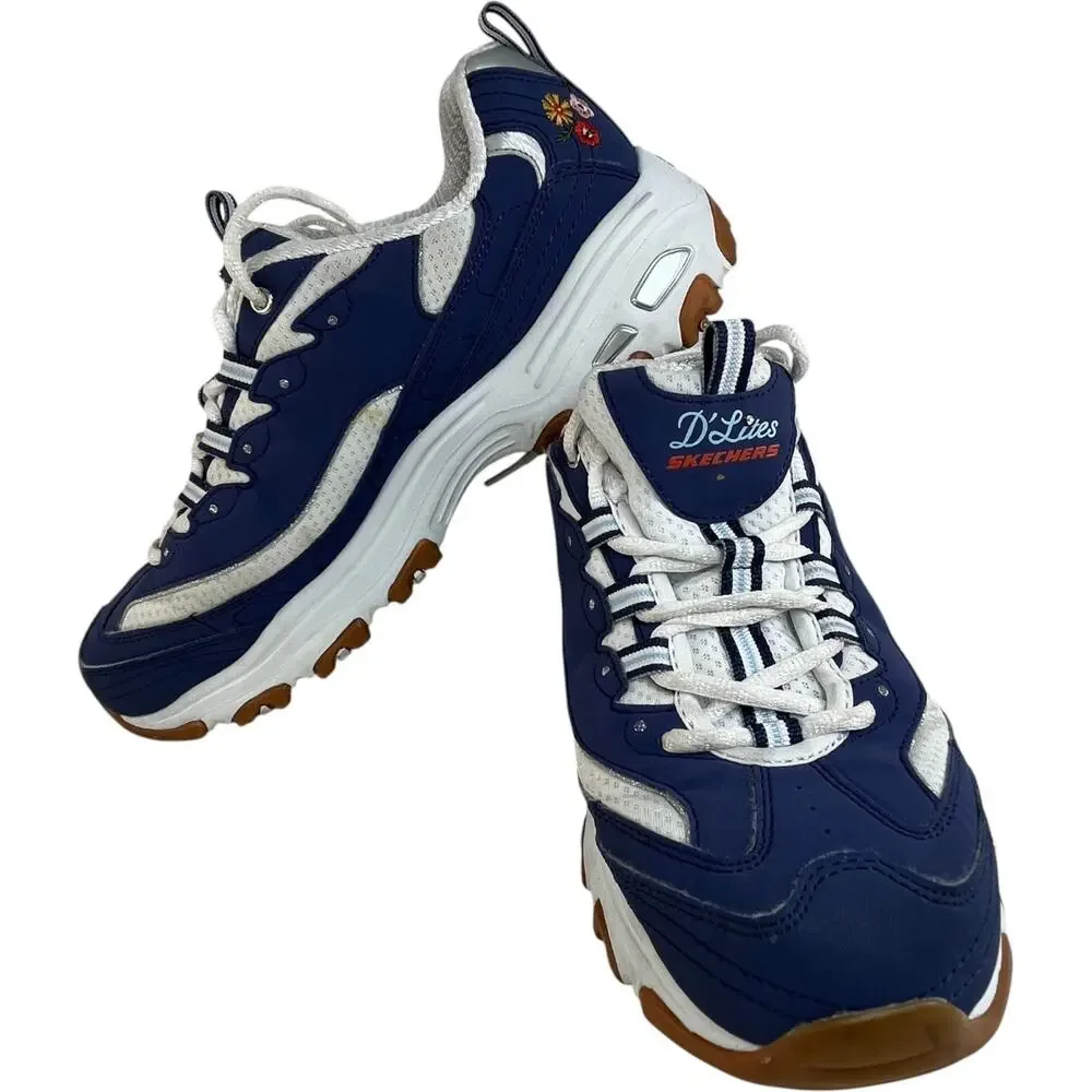 Skechers D'Lites Spring Bloom Womens Sneakers Navy Floral Comfort 8.5 - Picture 9 of 9